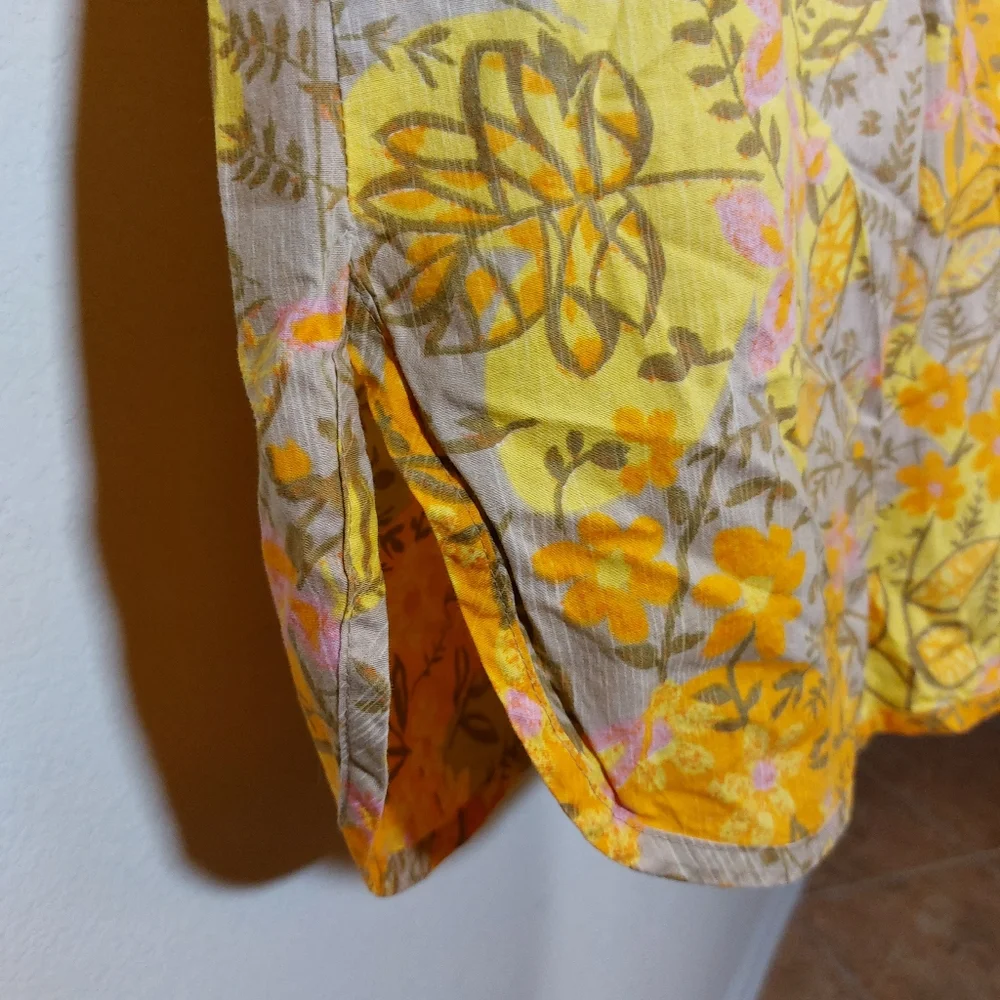 Vintage Handmade Orange, Pink, Tan, Yellow Floral Dress, size medium - Picture 4 of 8
